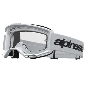 Alpinestars Vision 3 Wordmark Motocross-Brille, weiß-schwarz mit klarem Plexiglas
