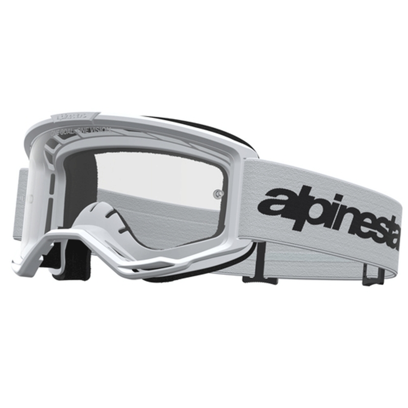 Alpinestars Vision 3 Wordmark Motocross-Brille, weiß-schwarz mit klarem Plexiglas