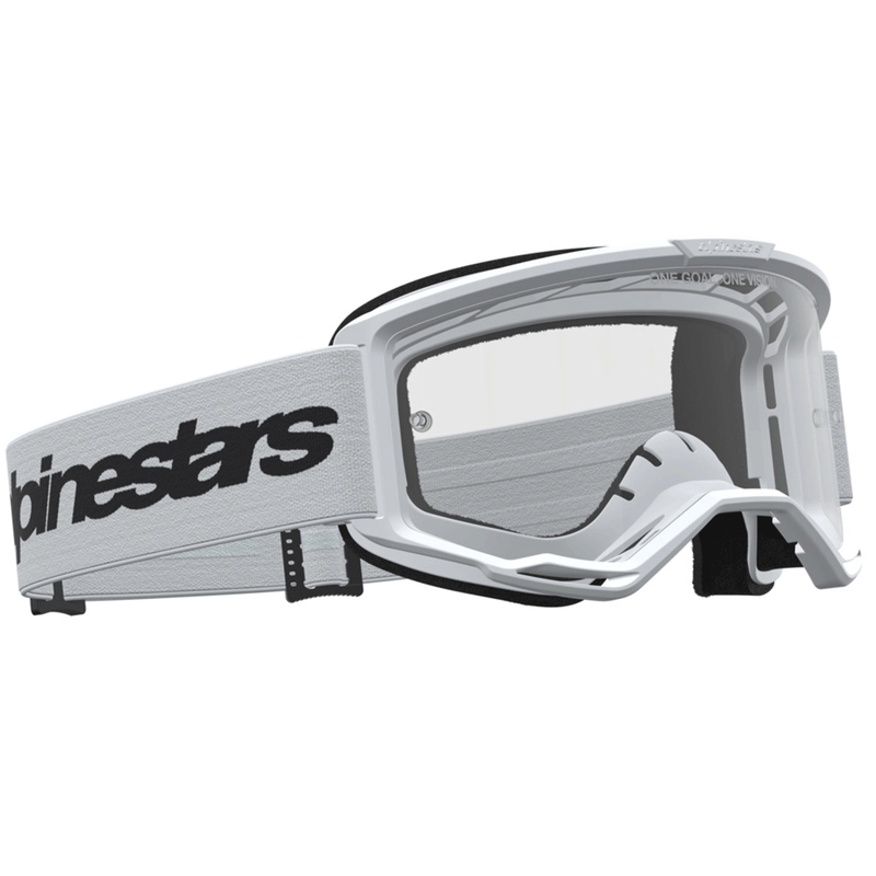 Alpinestars Vision 3 Wordmark Motocross-Brille, weiß-schwarz mit klarem Plexiglas