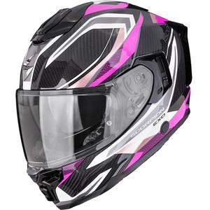 Scorpion EXO-1500 Carbon Air Hydro Integralhelm für Motorräder, schwarz-weiß-rosa
