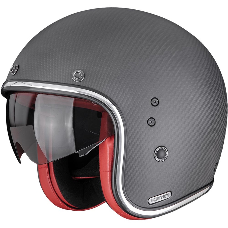 Scorpion Belfast II Carbon Solid Jethelm, matt schwarz-rot