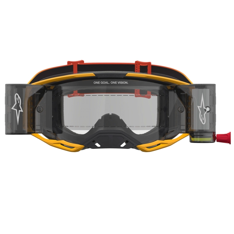 Alpinestars Vision 8 Amber Roll-Off Motocross-Brille Gelb-Rot-Schwarz