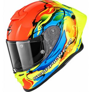 Scorpion EXO-R1 EVO II Air Thrust Integralhelm für Motorräder, fluoreszierend rot-blau-gelb