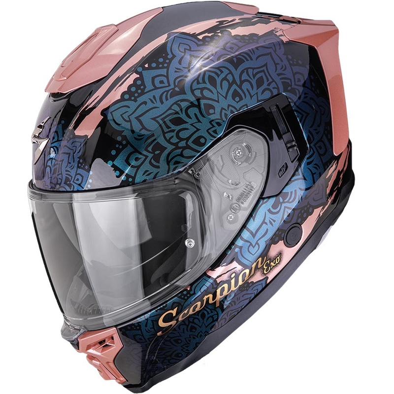 Scorpion EXO-1500 Air Vortex Integralhelm für Motorräder, schwarz-pink-chamäleon