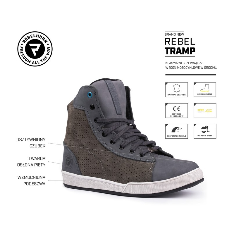 Rebelhorn Tramp Grau Motorradstiefel