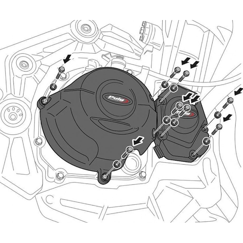 Engine protective covers PUIG schwarz included 3 covers