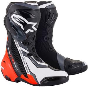 Alpinestars Supertech R Motorradstiefel schwarz-fluo rot-weiß-grau