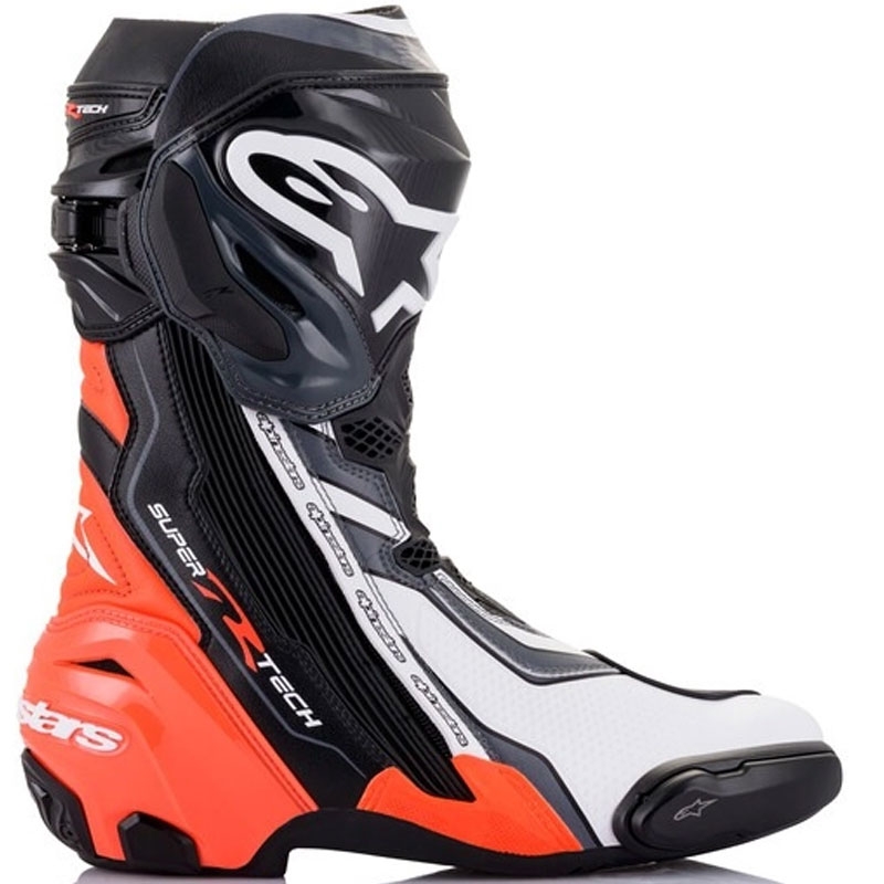 Alpinestars Supertech R Motorradstiefel schwarz-fluo rot-weiß-grau