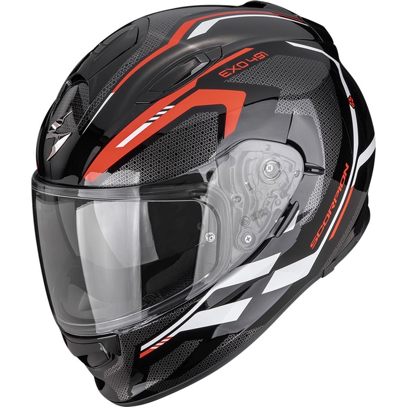 Scorpion EXO-491 KRYPTA Integralhelm für Motorräder, schwarz-rot-weiß