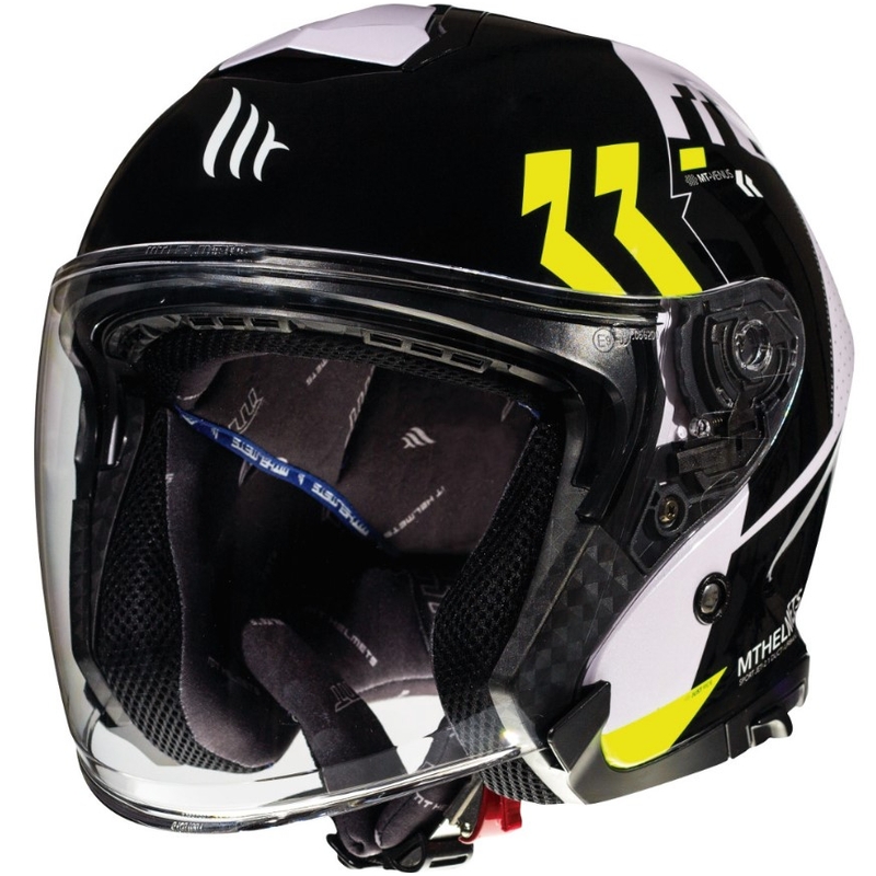 Offener Motorradhelm MT Thunder 3 SV Venus schwarz-weiß-fluo gelb Ausverkauf