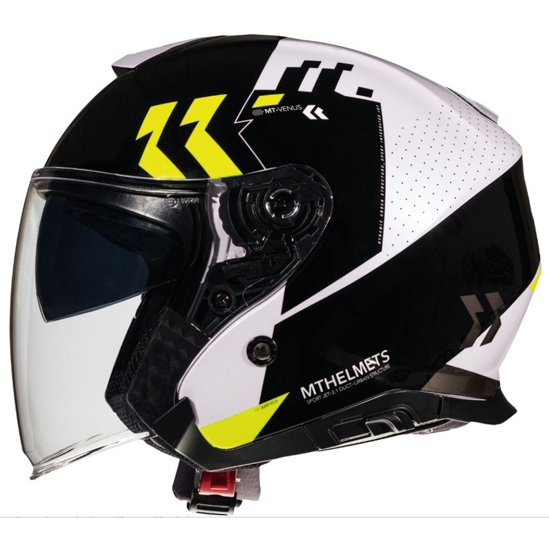 Offener Motorradhelm MT Thunder 3 SV Venus schwarz-weiß-fluo gelb Ausverkauf