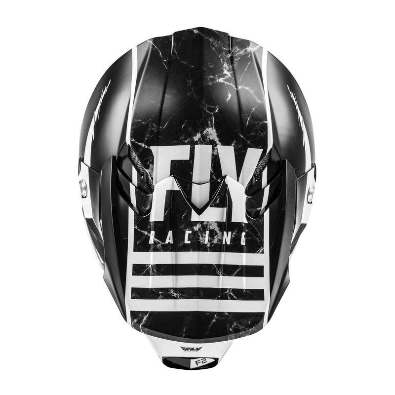 Motocross Helm FLY Racing F2 Carbon Granit weiß-schwarz-grau