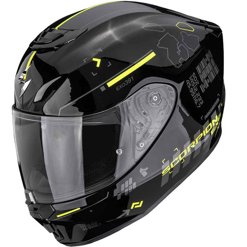Scorpion EXO-391 Iron Integralhelm für Motorräder, schwarz-fluoreszierend gelb