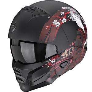 Modularer Motorradhelm Scorpion EXO-COMBAT II Demure, matt schwarz-rot
