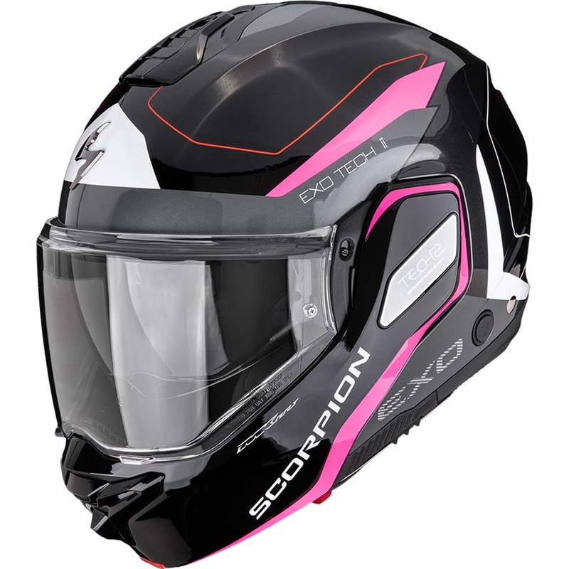 Scorpion EXO-TECH II Passager Klapphelm für Motorräder, schwarz-silber-pink
