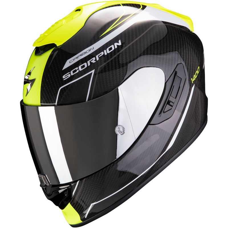 Integralhelm Scorpion EXO-1400 Carbon Air Beaux schwarz-weiß-fluo gelb
