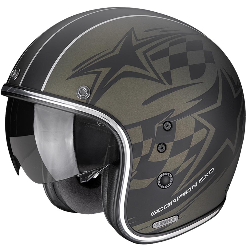 Scorpion Belfast II Flagstone offener Motorradhelm, mattgrün-schwarz