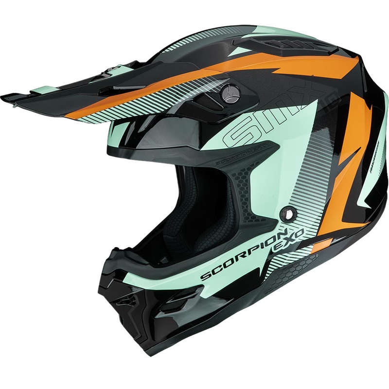 Scorpion SMX-10 Speed Motocross-Helm schwarz-orange-grün