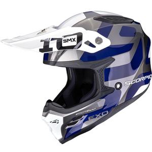 Scorpion SMX-10 Leap Motocross-Helm silber-blau