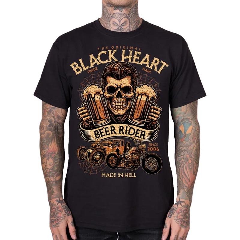 Schwarzes Herz Bierfahrer T-Shirt