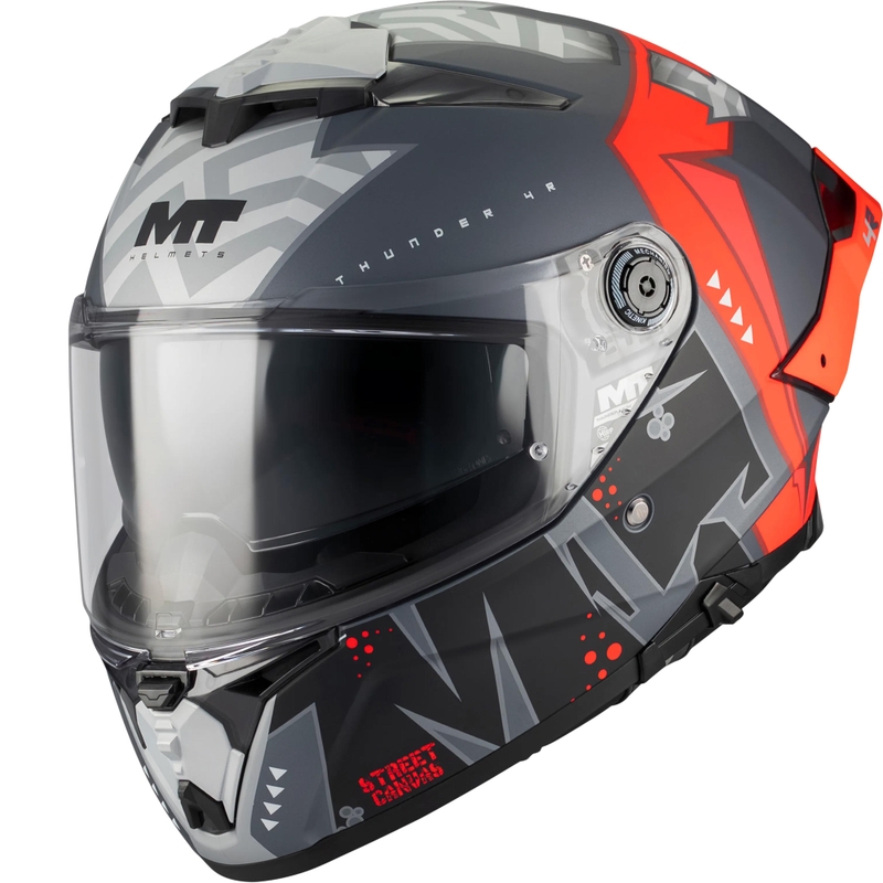 Integralhelm MT Thunder 4 R SV Canvas C5 schwarz-grau-rot