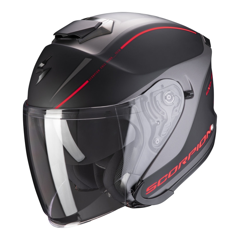 Offener Helm Scorpion EXO-S1 Shadow schwarz-rot Ausverkauf