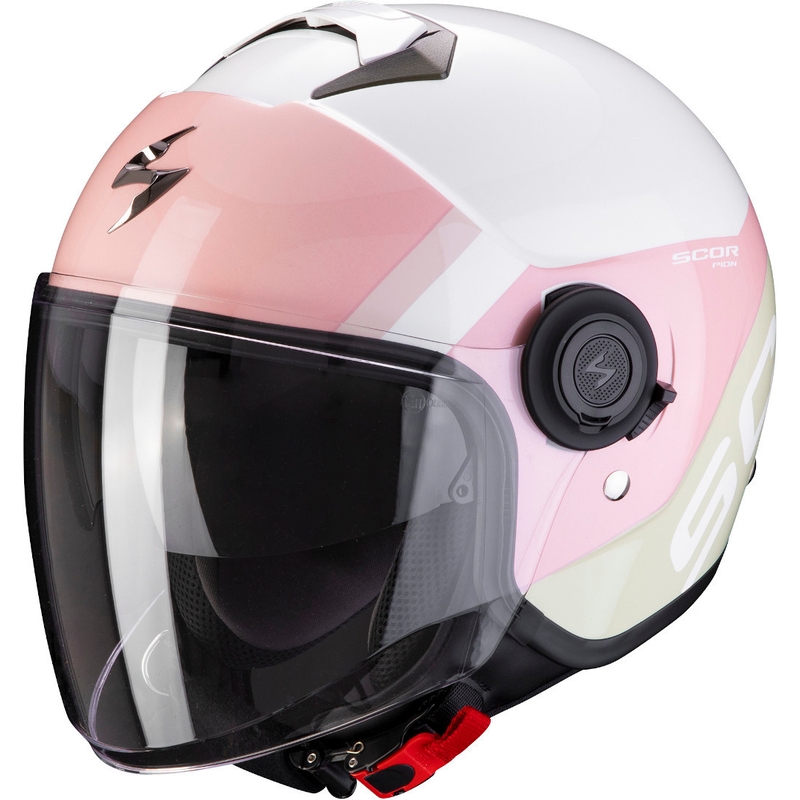 Offener Helm Scorpion EXO-CITY Sympa weiß-rosa Ausverkauf