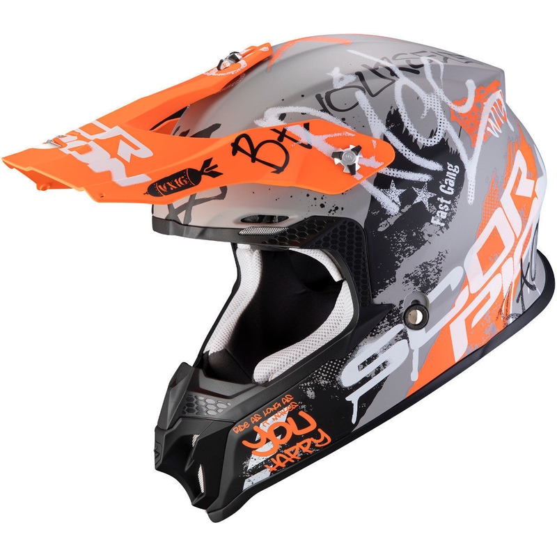 Motocross Helm Scorpion VX-16 Air Oratio grau-orange