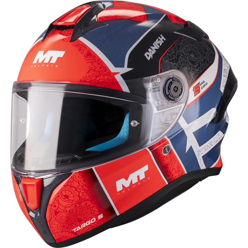 Integralhelm MT Targo S Danish_26_Season C5 rot-blau-grau