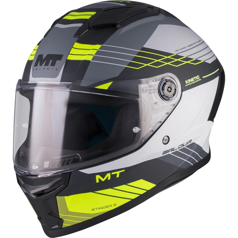 Integralhelm MT Stinger 2 Baldur C3 schwarz-grau-fluoreszierend gelb