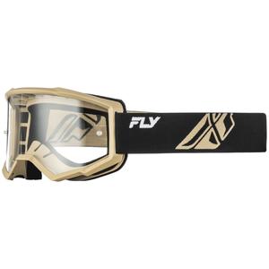 Fly Racing Focus Motocross-Brille, schwarz-khaki mit klarem Plexiglas