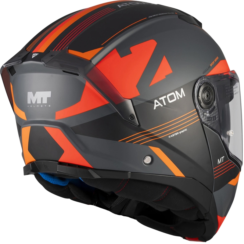 Klappbarer Motorradhelm MT Atom 2 SV Kaster C14, matt schwarz-grau-orange