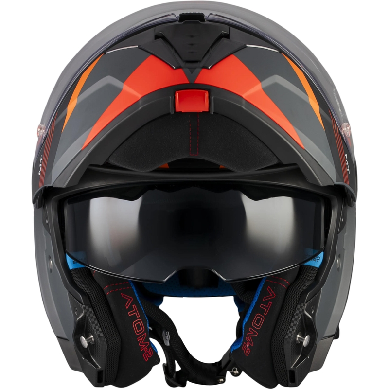 Klappbarer Motorradhelm MT Atom 2 SV Kaster C14, matt schwarz-grau-orange