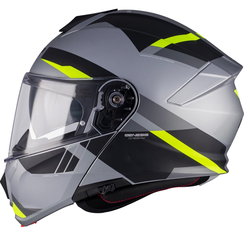Klappbarer Motorradhelm MT Genesis R SV Cheeky C3 schwarz-grau-fluoreszierend gelb