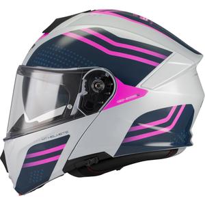 Klappbarer Motorradhelm MT Genesis R SV Vibe C8 grau-blau-rosa