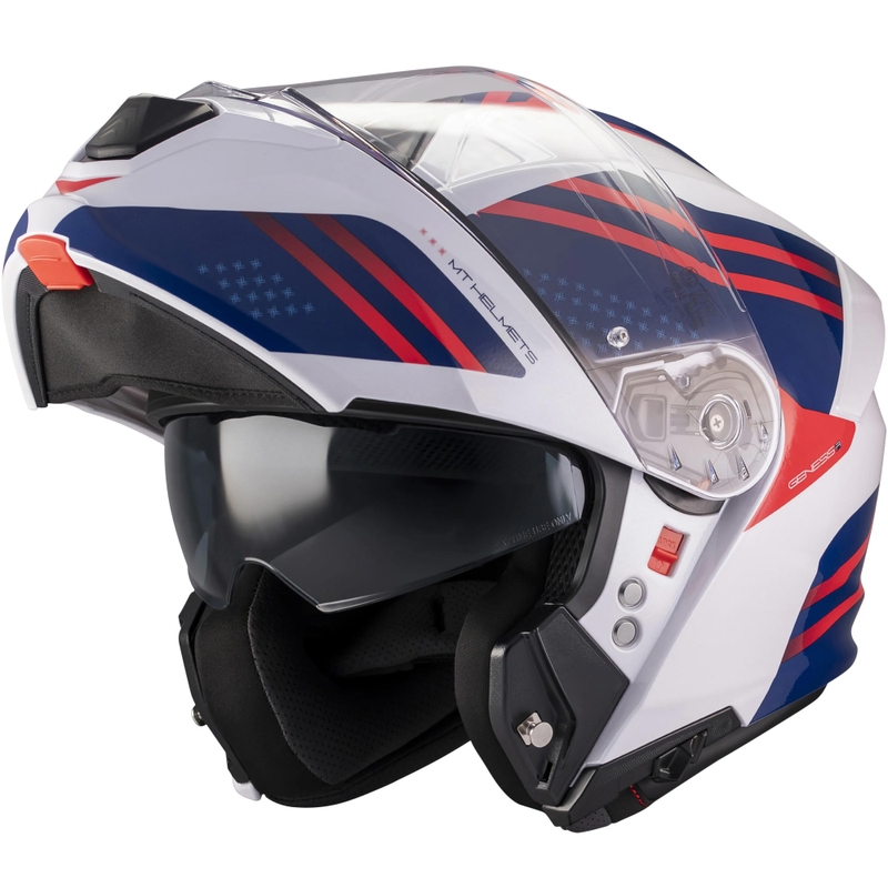 Klappbarer Motorradhelm MT Genesis R SV Vibe A7 weiß-blau-rot
