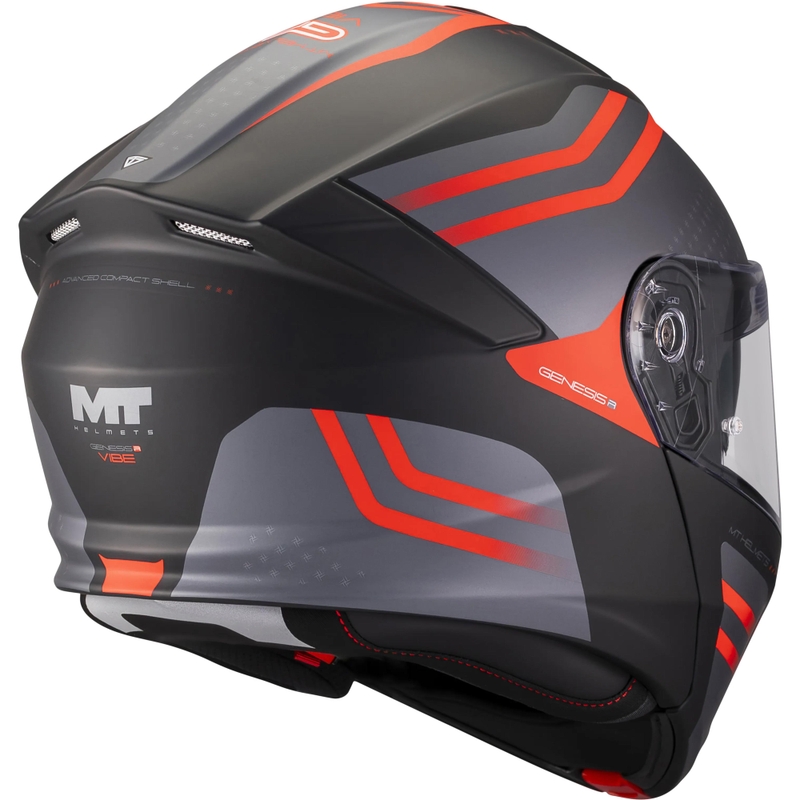 Klappbarer Motorradhelm MT Genesis R SV Vibe B5, matt schwarz-grau-rot
