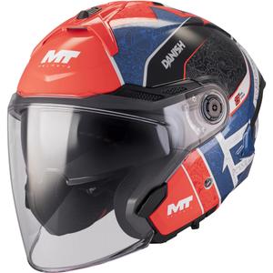 Offener Motorradhelm MT Cosmo SV Danish 26 Season C5 blau-rot-weiß-schwarz