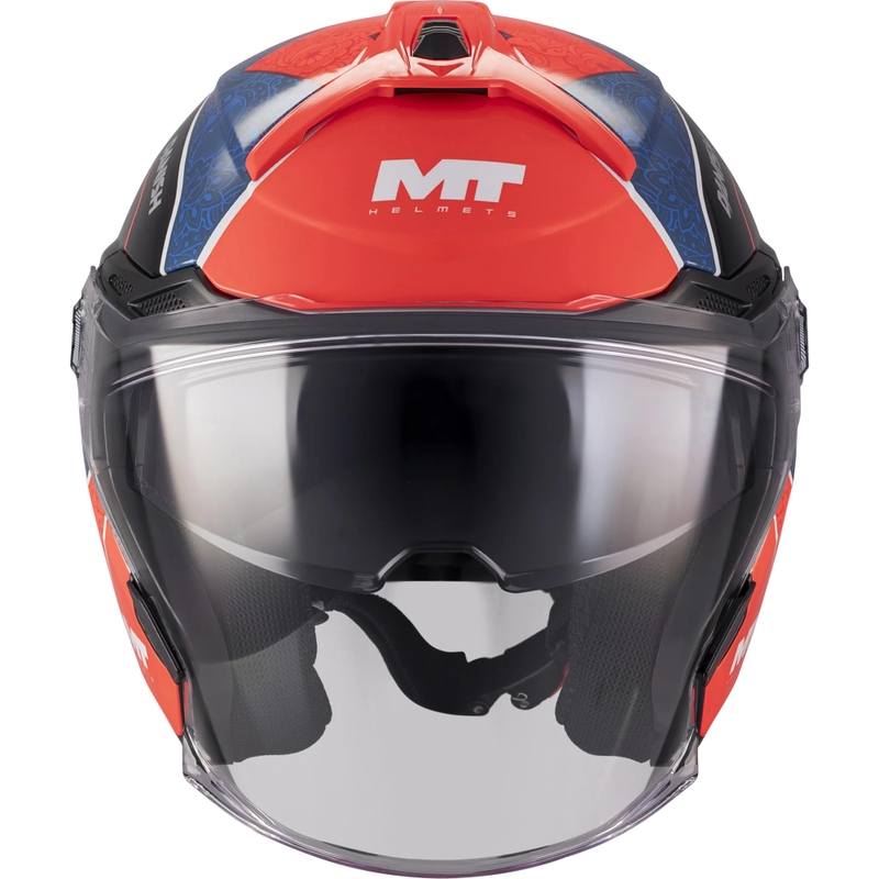 Offener Motorradhelm MT Cosmo SV Danish 26 Season C5 blau-rot-weiß-schwarz