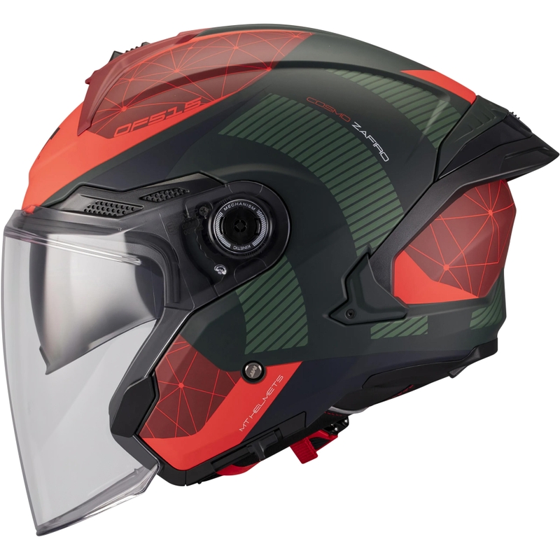 Offener Motorradhelm MT Cosmo SV Zafiro C16 matt rot-grün