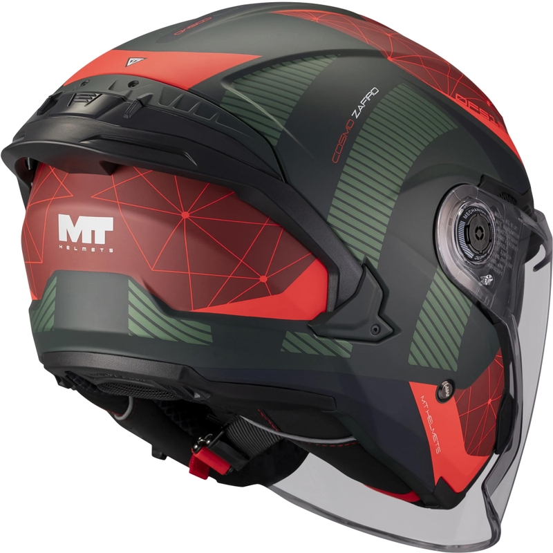 Offener Motorradhelm MT Cosmo SV Zafiro C16 matt rot-grün