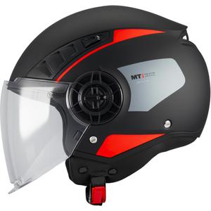 Offener Motorradhelm MT Aeris Demure B5, matt schwarz-rot