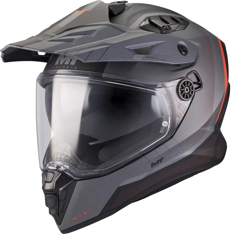 Enduro-Motorradhelm MT Track SV Nomad B25, matt schwarz-grau-rot