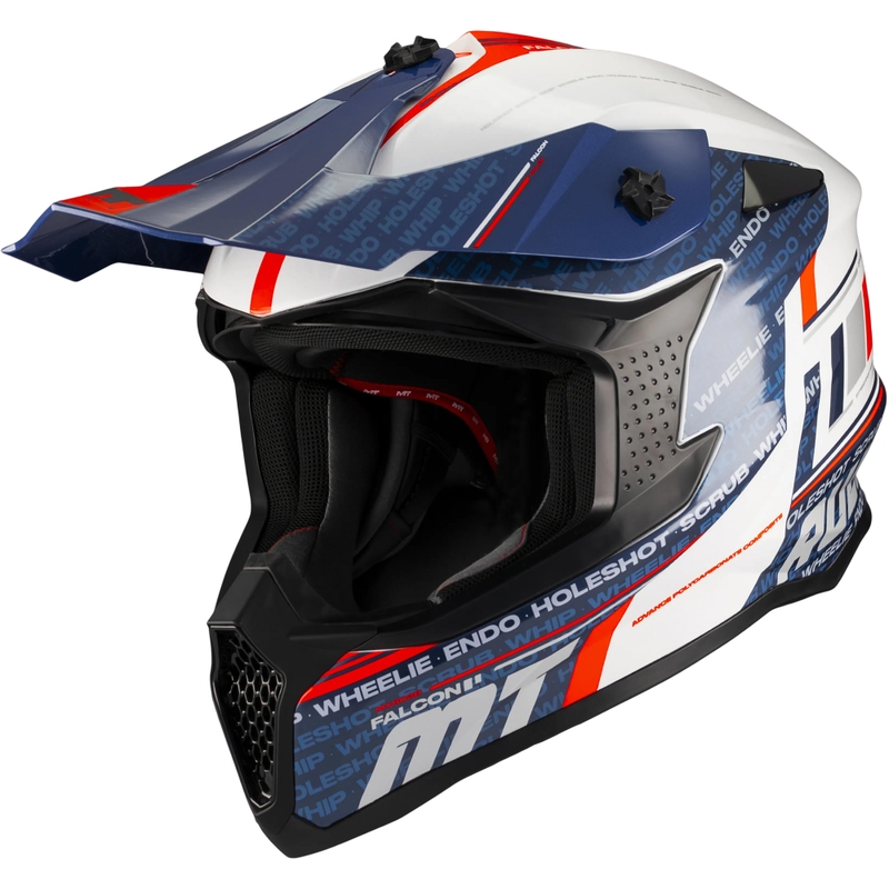 Motocross-Helm MT Falcon S Ruler A15 blau-weiß-rot