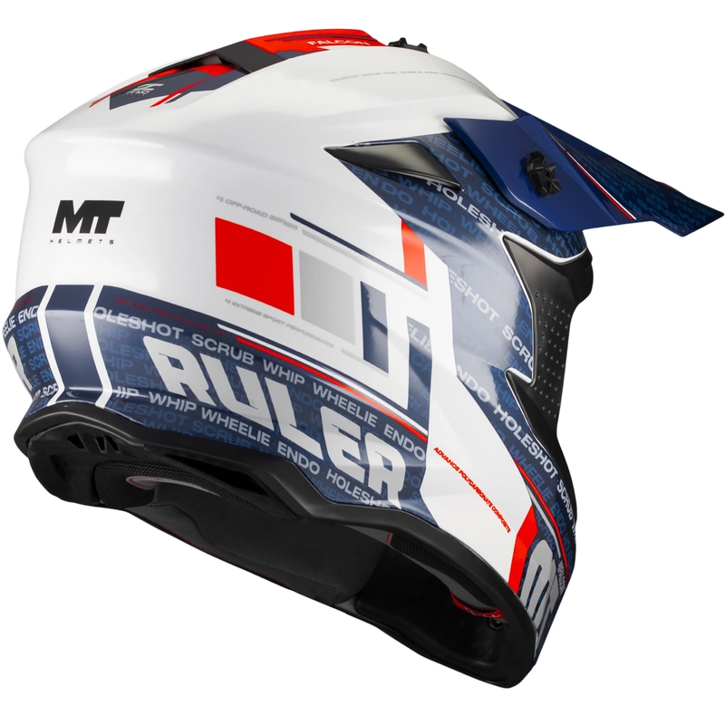 Motocross-Helm MT Falcon S Ruler A15 blau-weiß-rot