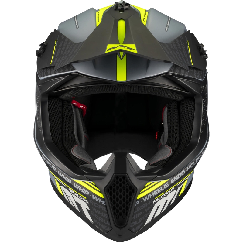 Motocross-Helm MT Falcon S Ruler C2, matt schwarz-grau-fluoreszierend gelb