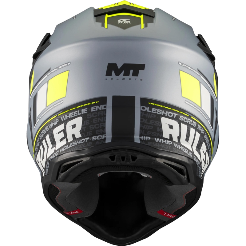 Motocross-Helm MT Falcon S Ruler C2, matt schwarz-grau-fluoreszierend gelb