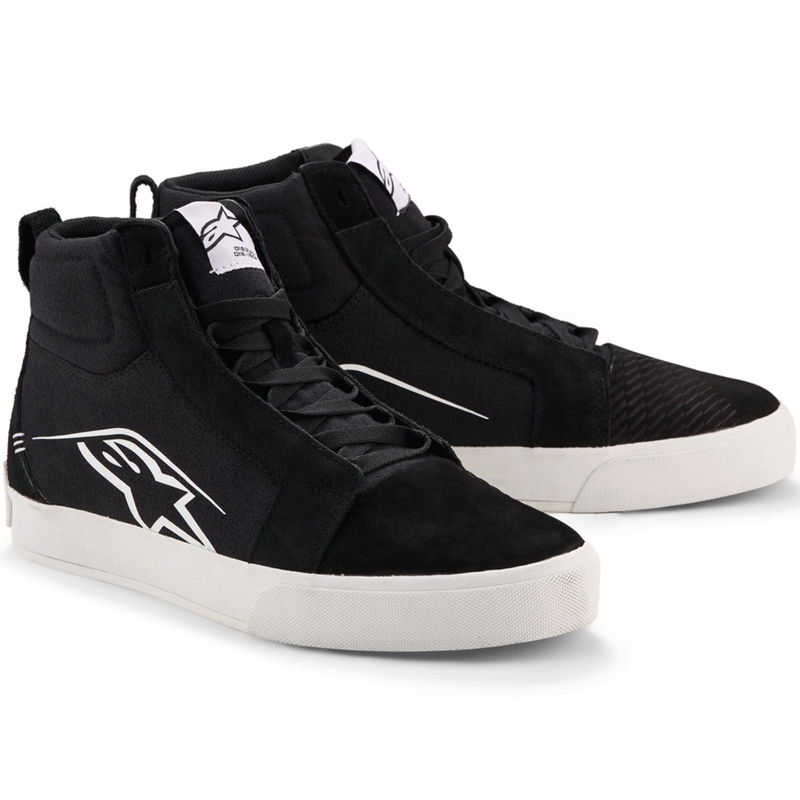 Alpinestars Ride-63 Motorradstiefel aus Canvas, Schwarz-Weiß