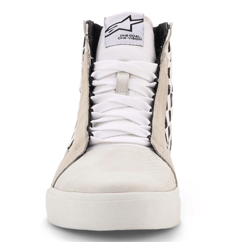 Alpinestars Ride-63 Motorradstiefel aus Canvas, Schwarz-Beige-Weiß