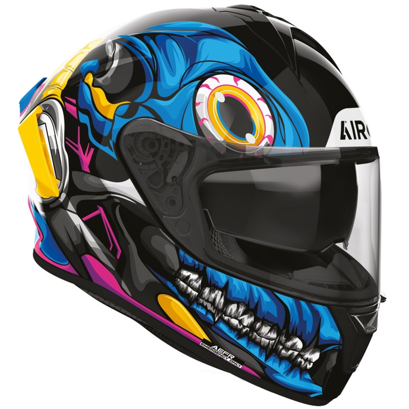 Airoh Spark 2 Stranger Integralhelm für Motorräder, schwarz-blau-gelb